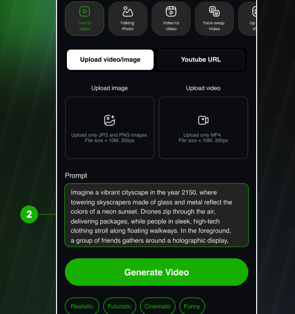 Claakit app - Describe your video or upload an image